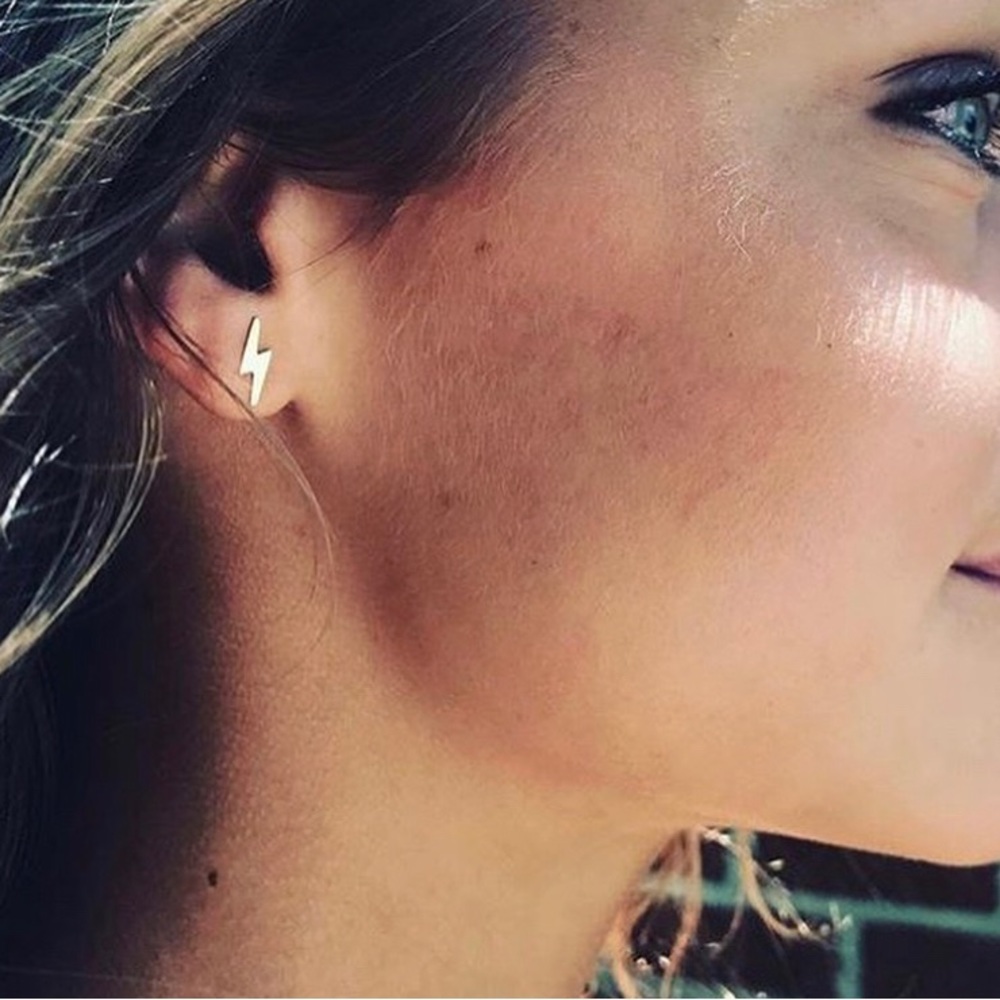 Gold filled lightning bolt post earrings 2 pairs!